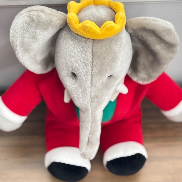 VINTAGE 1988 King BABAR Elephant Red Tuxedo Crown 14” Plush Christmas Toy Gund - Picture 3 of 14